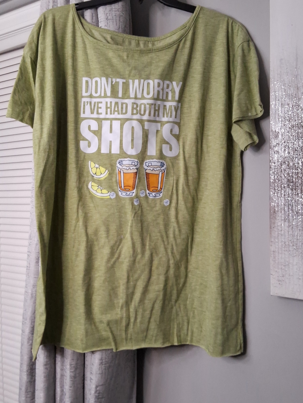 Green Graphic Tee "Don't Worry I've Had Both My Shots"